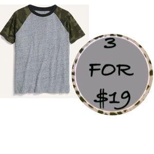 3/$19 Old Navy Camo Colorblock Ringer short sleeve T-shirt